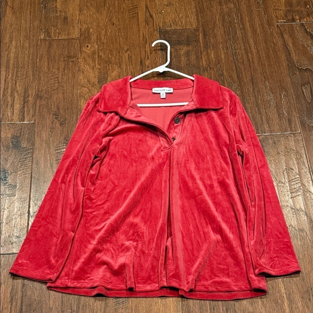 Alfred Dunner Vibrant Velvet Material Red Women's Jacket - Picture 2 of 9